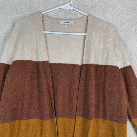 Madewell Kent Long Cardigan Sweater Womens XS Colorblock Wool Alpaca Polyamide - Picture 2 of 10